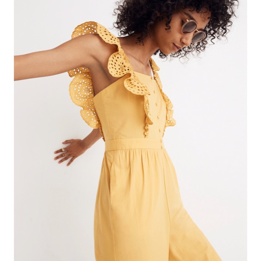 Madewell Frill-strapped eyelet jumpsuit